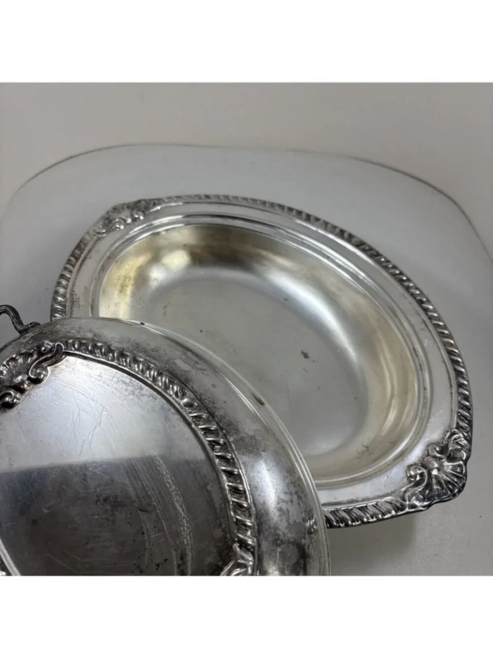 Victorian Style Serving Dish/plate with Lid, Vintage, Oval Silverplate 13
